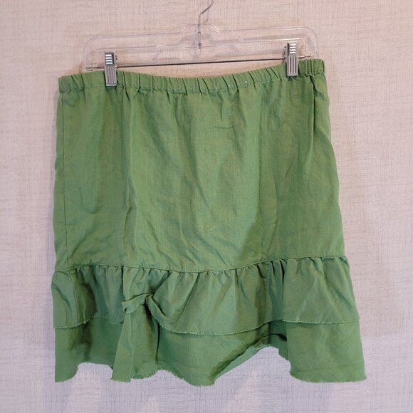 Old Navy Dresses & Skirts - Old Navy Low Rise Linen Skirt Womens 6 Green Ruffle Hem Tiered Y2K